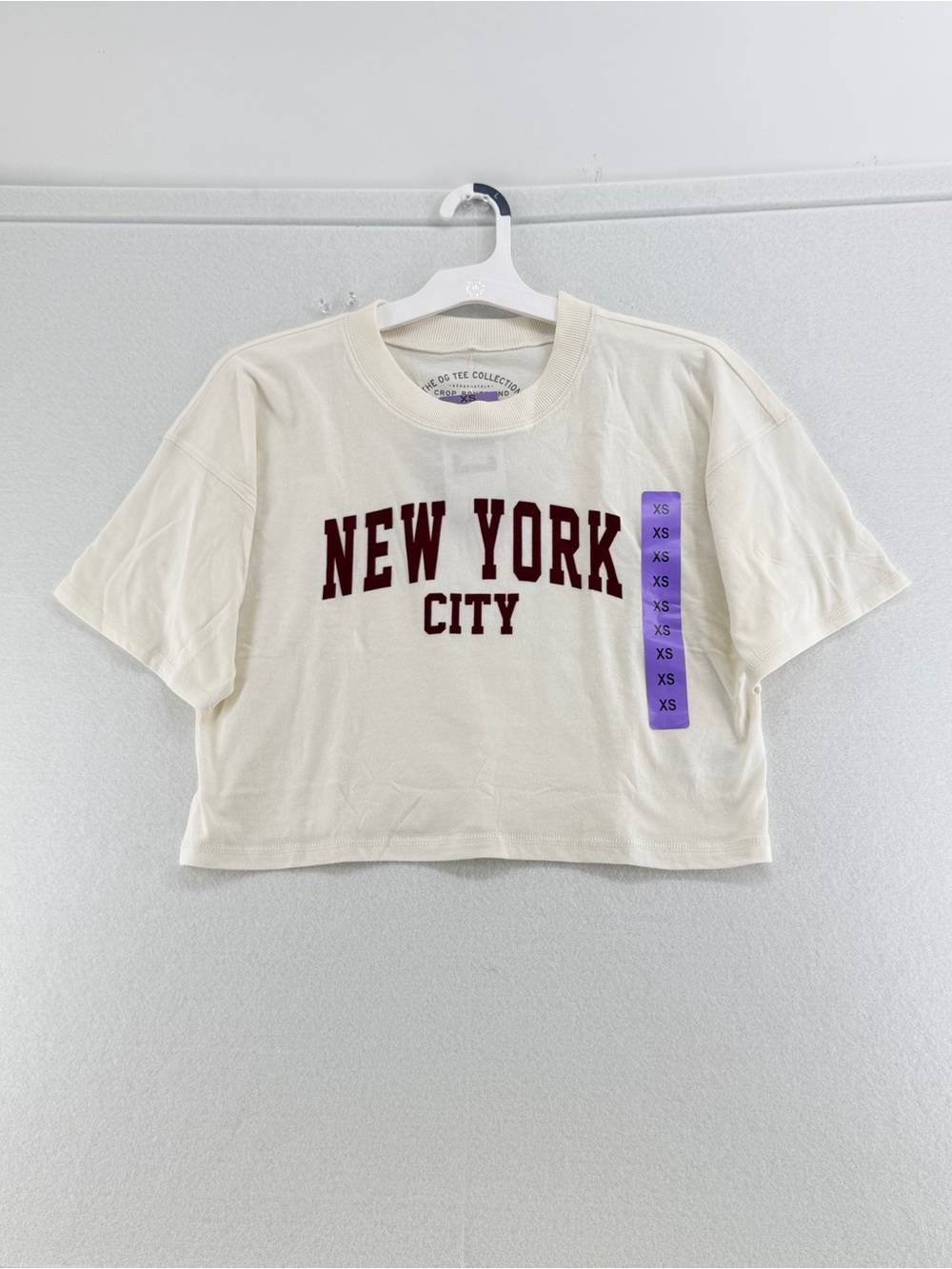 Aeropostale NYC Crop Boyfriend Tee Ivory XS NWT